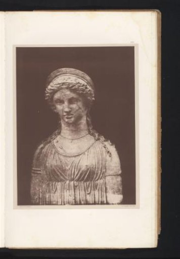Terracotta sculpture of a bust of a woman with a diadem