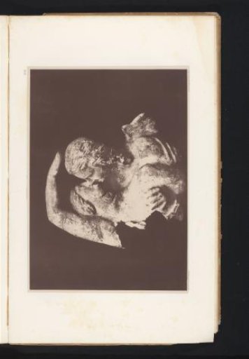 Terracotta sculpture of a bust of Psyche and Cupid kissing