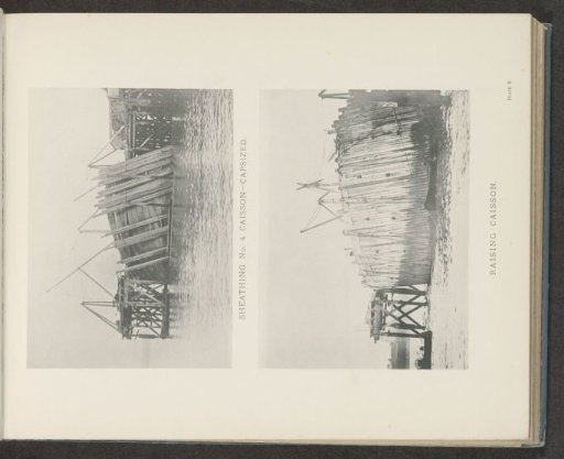Two views of a capsized caisson of the Forth Bridge
