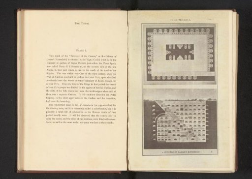 Photographic reproduction of two floor plans of the columbarium of the Vigna Codini