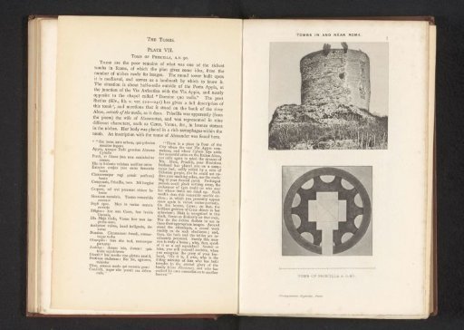 View and photographic reproduction of a plan of the Sepolcro di Priscilla in Rome