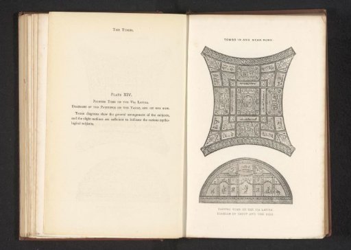 Photographic reproduction of presumably two prints of the decoration of a tomb on the Via Latina in Rome
