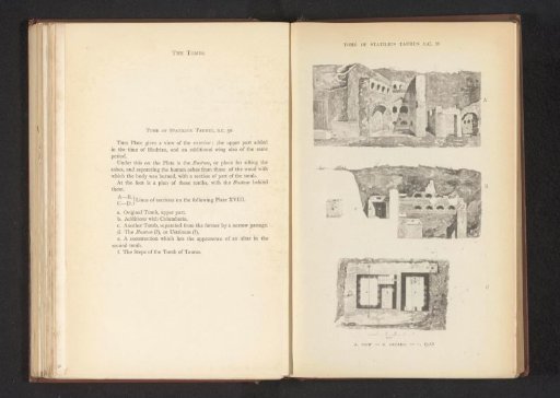 Photographic reproduction of three floor plans of the columbarium of Titus Statilius Taurus in Rome