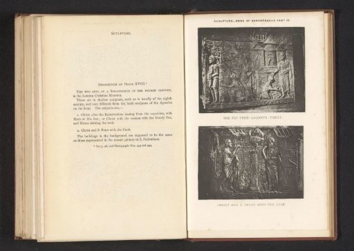 Two reliefs from sarcophagi depicting Lazarus at a fig tree and Christ and Peter at the cock