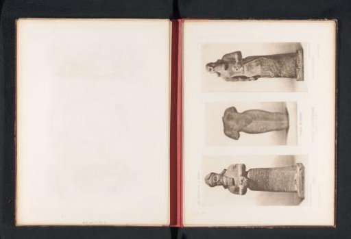 Sculpture of Nabu, sculpture of a female torso, and a sculpture of Ashurnasirpal
