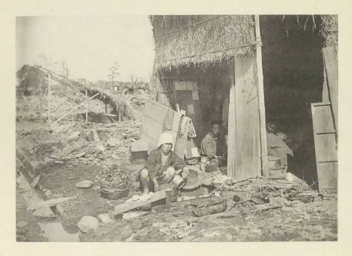 Temporary dwelling in a village in Japan destroyed by an earthquake