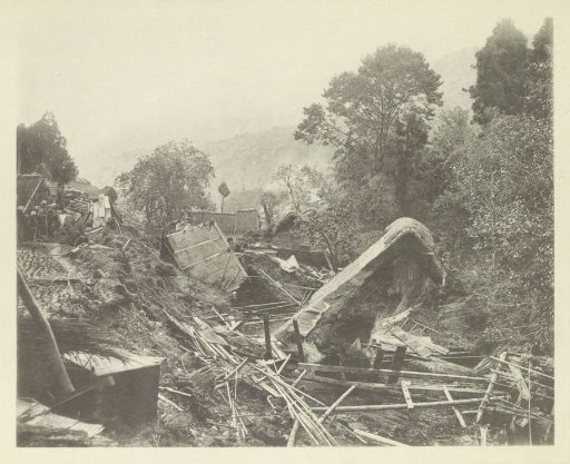 Destroyed houses in the Neo Valley in Japan after an earthquake