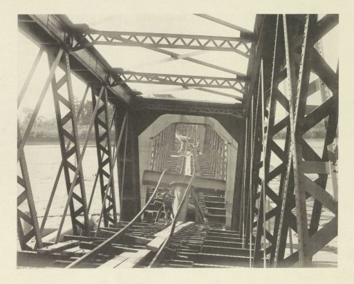 Collapsed railway bridge over the Nagara River in Japan after an earthquake