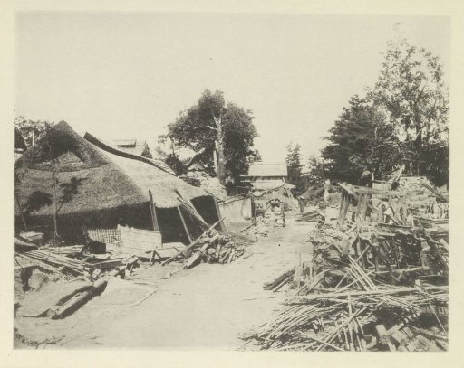 Destroyed buildings along the road to Gifu