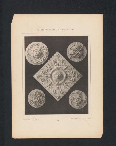 Five reliefs with flowers and leafy scrolls, sculpted by Jean Herman
