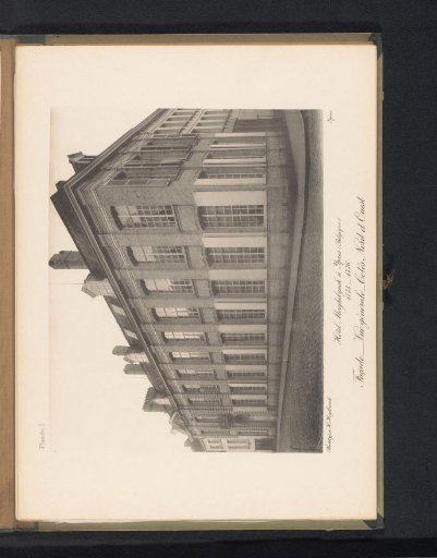 View of the north-western corner of the façade of Hotel Merghelynck in Ypres, Belgium
