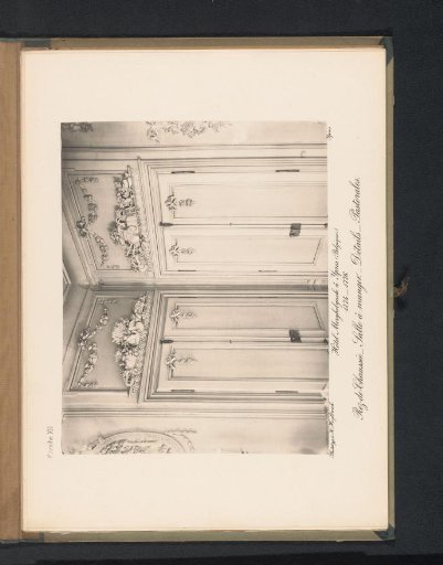 Detail of two doors and doorframes in the dining room on the ground floor of Hotel Merghelynck in Ypres, Belgium