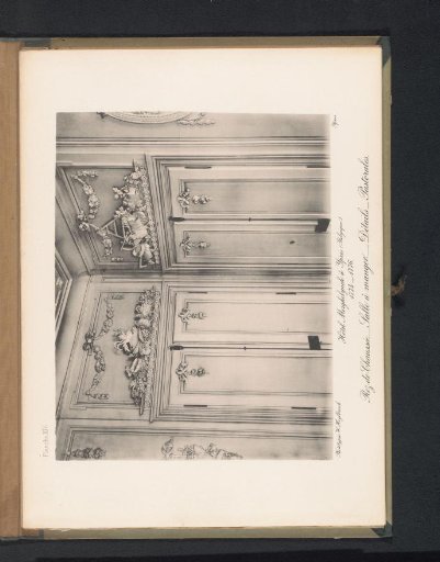 Detail of two doors and doorframes in the dining room on the ground floor of Hotel Merghelynck in Ypres, Belgium
