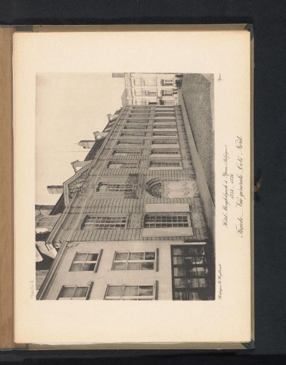 View of the northern corner of the façade of Hotel Merghelynck in Ypres, Belgium