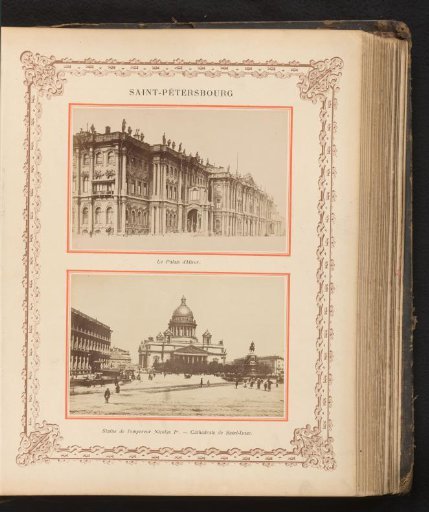 View of the Winter Palace and a view of the Isaac Cathedral in St. Petersburg, Russia