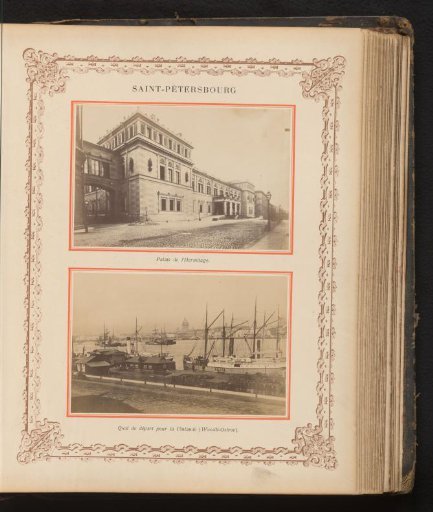 View of the Hermitage and a view of the pier from which ships depart for Finland in St. Petersburg, Russia