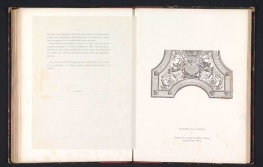 Photographic reproduction of a drawing, depicting a section of the ceiling of the Musée du Louvre in Paris