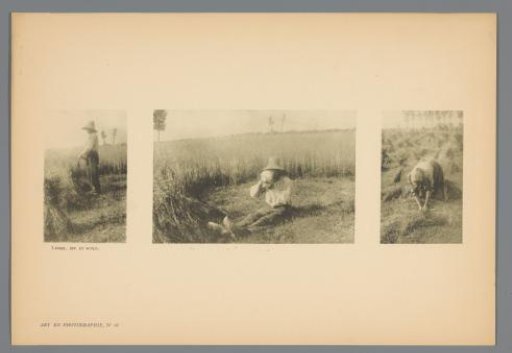Three Depictions of a Peasant and a Peasantess Working in the Fields During the Harvest