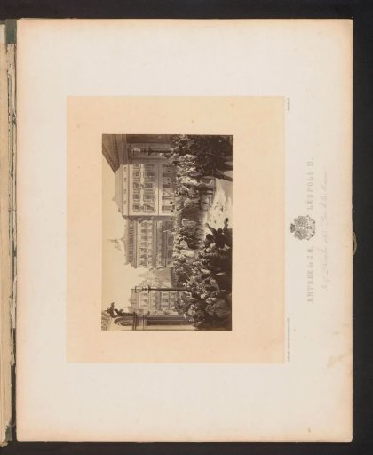 Photographic reproduction of a design for the arrival of Leopold II of Belgium at Place de la Monnaie in Brussels during his inauguration on 17 December 1865
