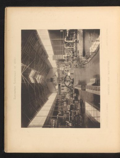 Gallery with machinery at the National Exhibition of 1880 in Brussels, Belgium