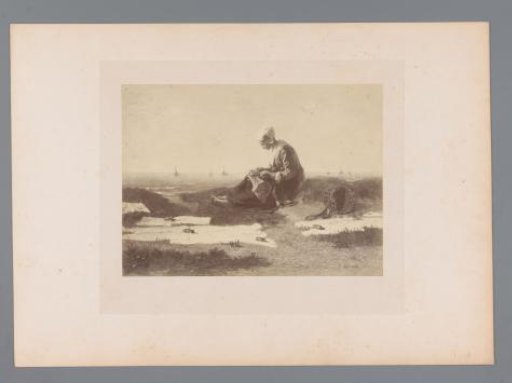Photoreproduction of a painting of a woman from Katwijk by Jozef Israëls