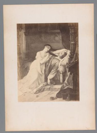 Photographic reproduction of a drawing after the painting Jeanne la Folle by Louis Gallait