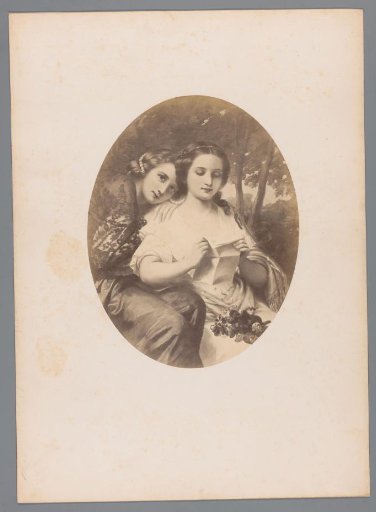 Photographic reproduction of a painting of two women reading a letter together