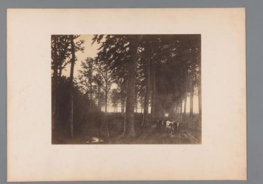 Photographic reproduction of a landscape painting with cows