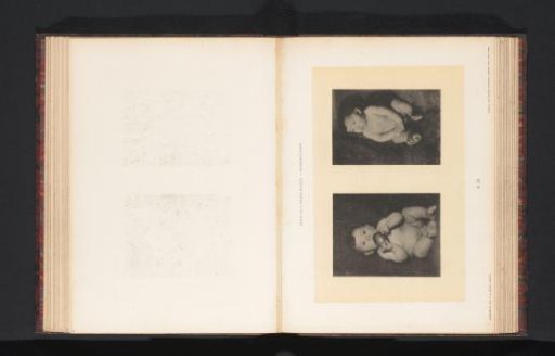 Two images of a seated nude boy