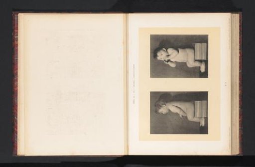 Two images of a seated nude boy