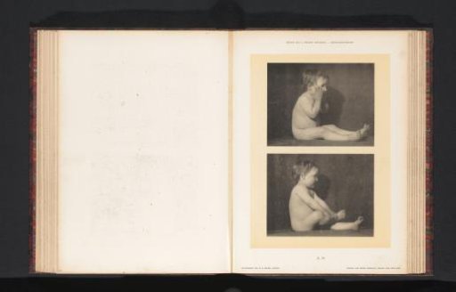 Two images of a seated nude child