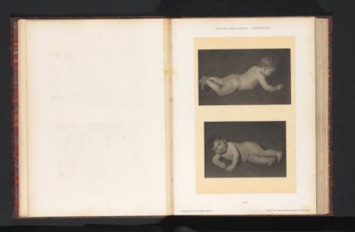 Two images of a lying nude boy
