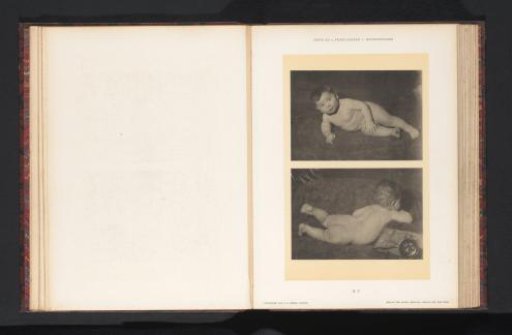 Two images of a lying nude boy