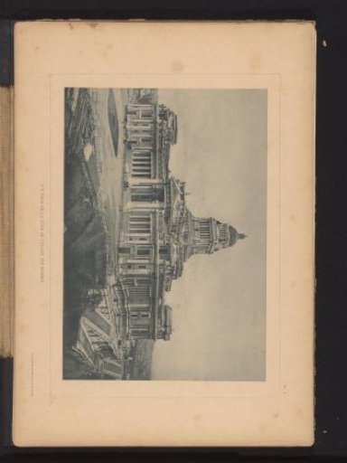 View of the Palace of Justice in Brussels, Belgium, seen from the churches of St. John and St. Stephen of the Minims