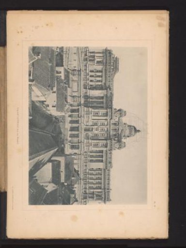 View of the west side of the Palace of Justice in Brussels, Belgium, seen from the Minimenstraat