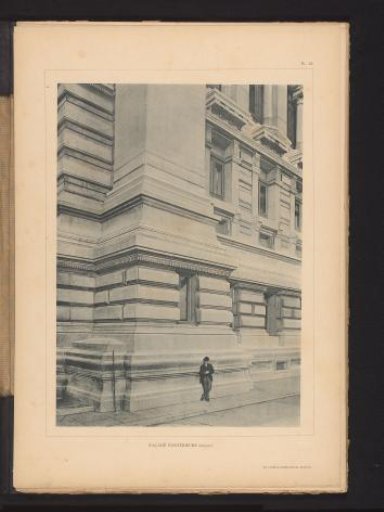 Man in Front of the Rear of the Palace of Justice in Brussels, Belgium