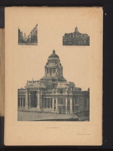 Three views of the Palace of Justice in Brussels, Belgium