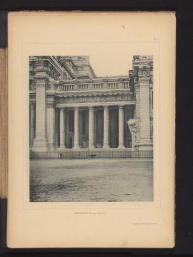 Colonnade at the front of the Palace of Justice in Brussels, Belgium