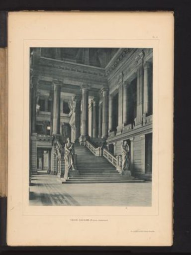 View of the grand staircase at the front of the Palace of Justice in Brussels, Belgium