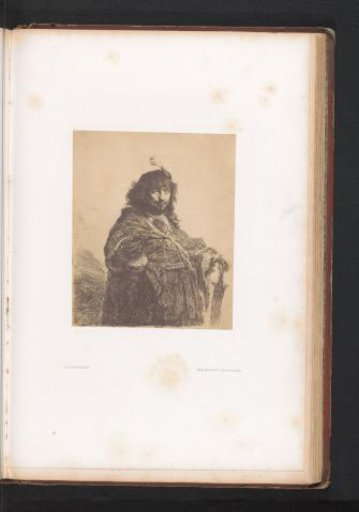 Photographic Reproduction of an Etching of a Self-Portrait with a Plumed Hat and Sabre by Rembrandt van Rijn