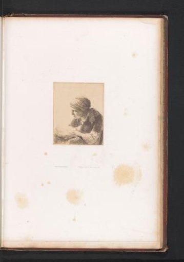 Photographic Reproduction of an Etching of a Reading Woman by Rembrandt van Rijn