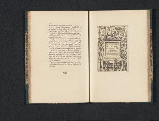 Photographic reproduction of the title page of Jesu Christi Dei Domini Salvatoris nri Infantia by Edmond Fierlants