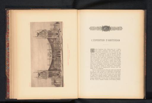 Reproduction of a print of a design for the palace of the World Exhibition in 1883 in Amsterdam