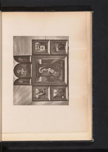 Reproduction of a painted triptych with scenes from the Passion of Christ