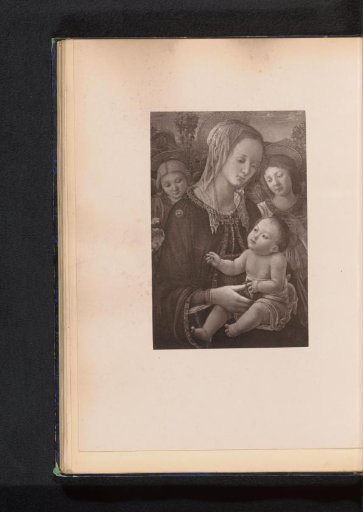 Reproduction of a painting of Mary with Christ as a child with an angel on either side, by Filippo Lippi
