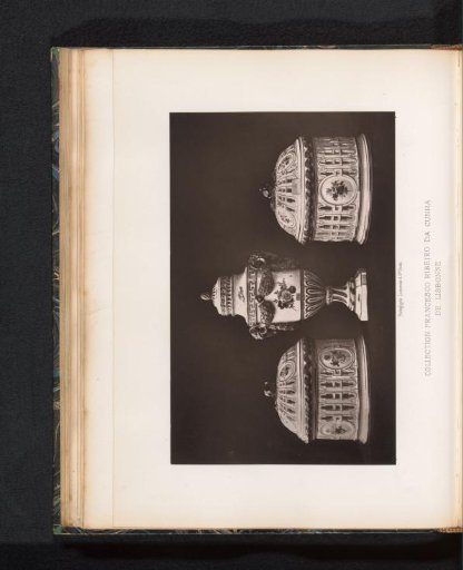Vase with ram's heads and two pots