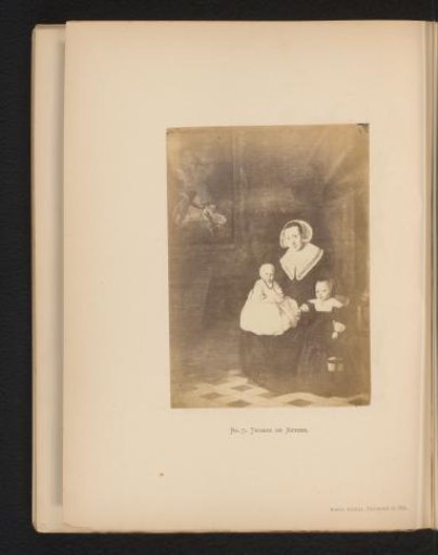 Photographic reproduction of a painting of a woman with two children