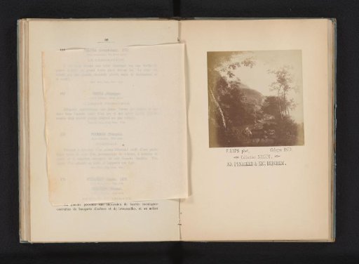 Photographic reproduction of a painting of a landscape with travelers and cattle