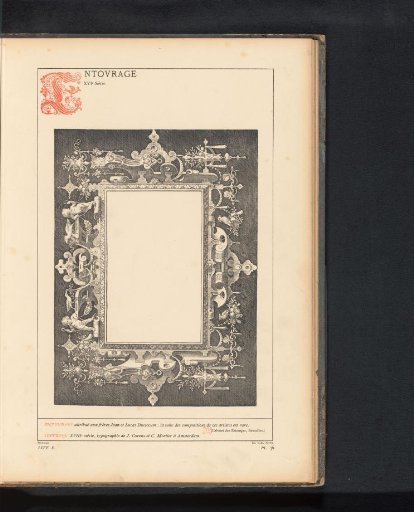 Reproduction of a print of a border with grotesques by Johannes or Lucas van Doetechum