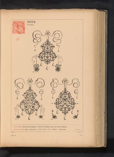 Reproduction of three prints of jewels by Daniel Mignot